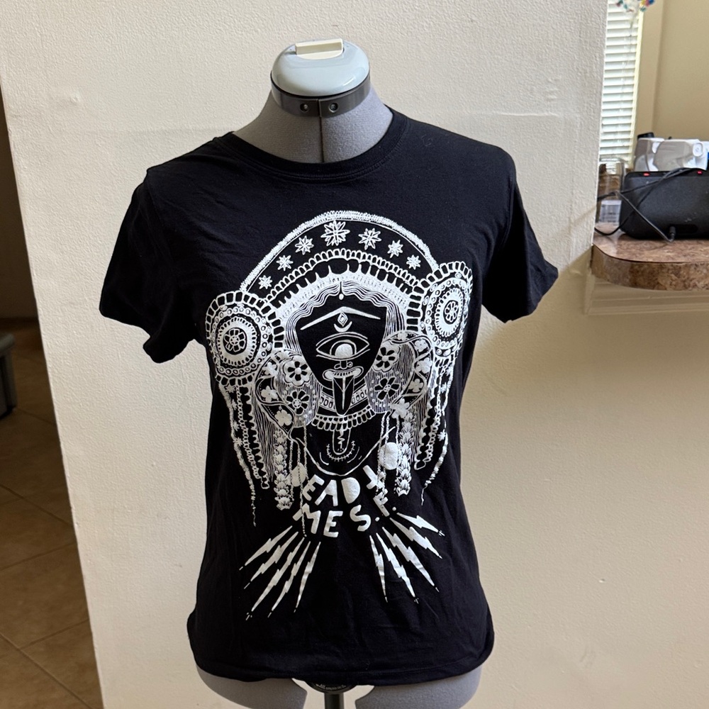 Punk rock concert Black Graphic T-Shirt with White Design